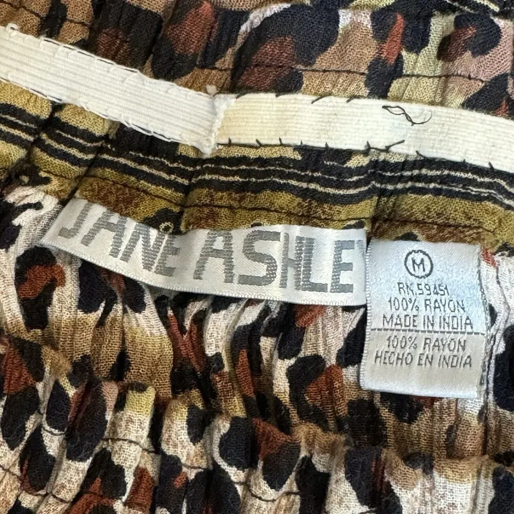 Vintage Jane Ashley 100% Rayon Mixed Animal Print Maxi Skirt Size Medium Peasant